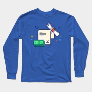 Scholarship, Money And Certificate Cartoon Long Sleeve T-Shirt